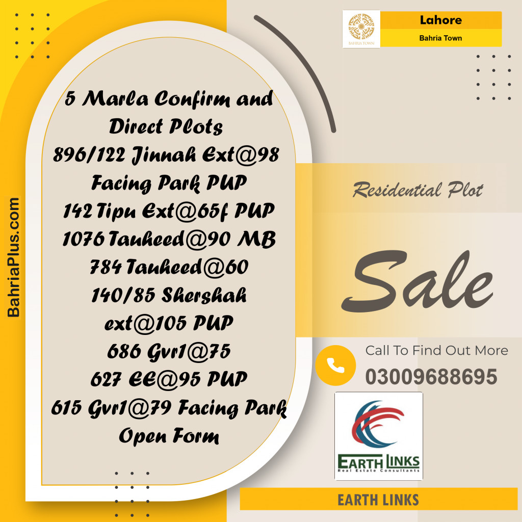 Residential Plot for Sale in Bahria Town, Lahore - (BP-242675)