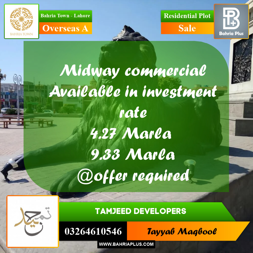 10 Marla Residential Plot for Sale in Overseas A -  Bahria Town, Lahore - (BP-242744)