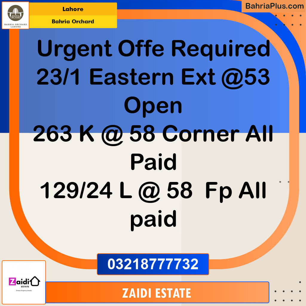 Residential Plot for Sale in Bahria Orchard, Lahore - (BP-242748)