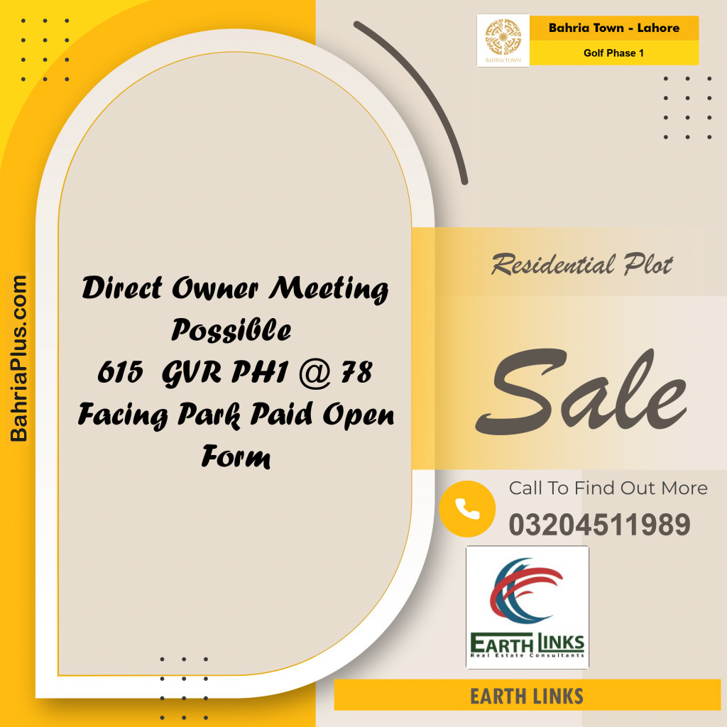 5 Marla Residential Plot for Sale in Golf Phase 1 -  Bahria Town, Lahore - (BP-242749)