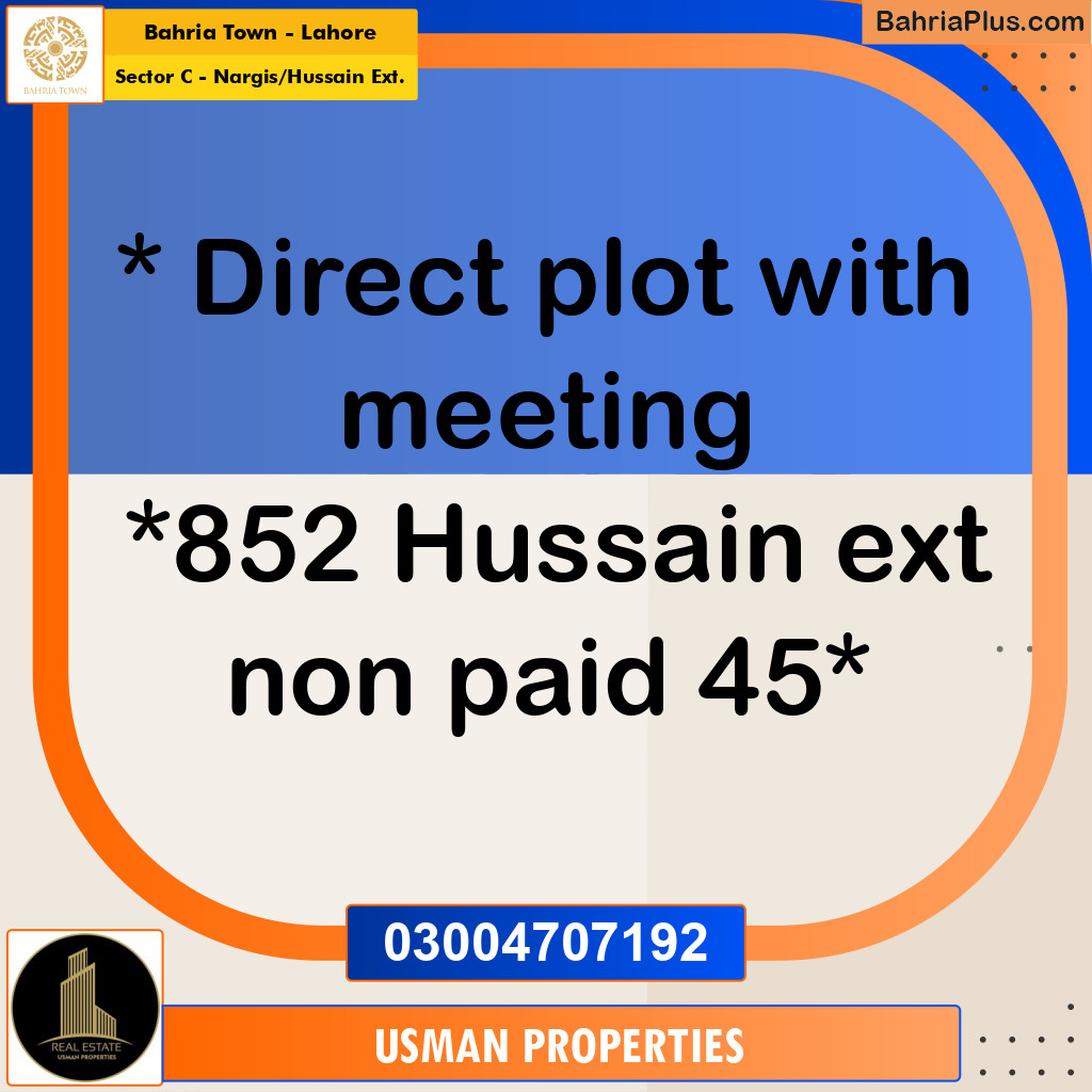 5 Marla Residential Plot for Sale in Sector C - Nargis/Hussain Ext. -  Bahria Town, Lahore - (BP-242775)