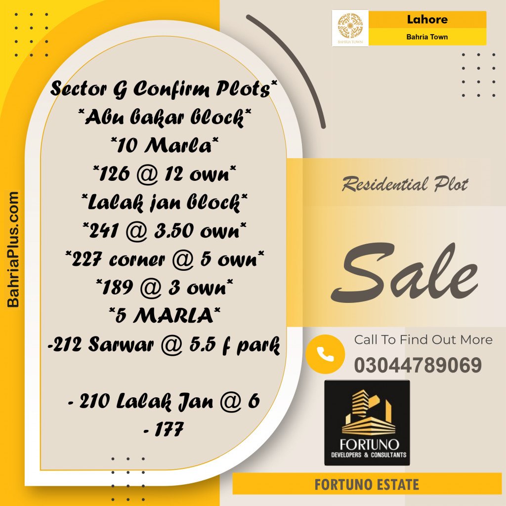 5 Marla Residential Plot for Sale in Bahria Town, Lahore - (BP-242819)