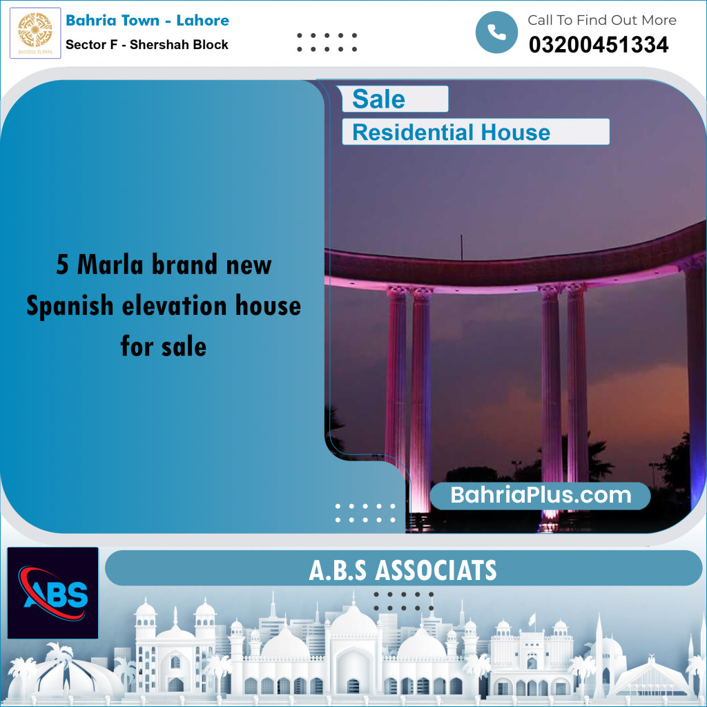 5 Marla Residential House for Sale in Sector F - Shershah Block -  Bahria Town, Lahore - (BP-242830)