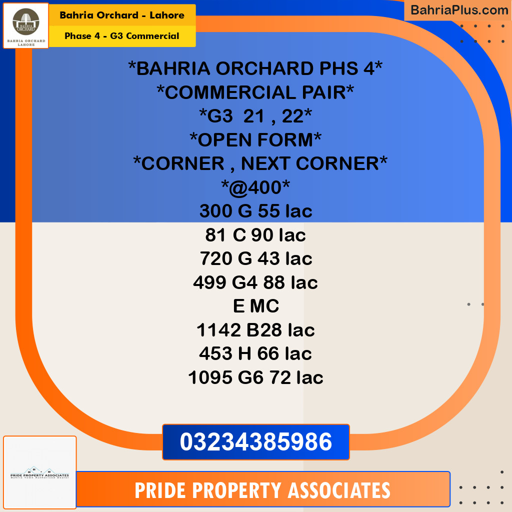 5 Marla Commercial Plot for Sale in Phase 4 - G3 Commercial -  Bahria Orchard, Lahore - (BP-242834)