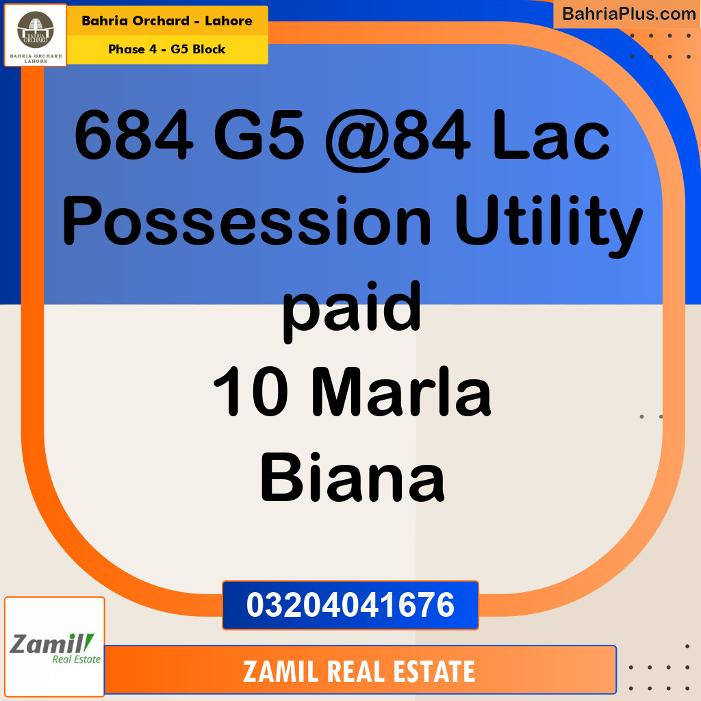 10 Marla Residential Plot for Sale in Phase 4 - G5 Block -  Bahria Orchard, Lahore - (BP-242856)
