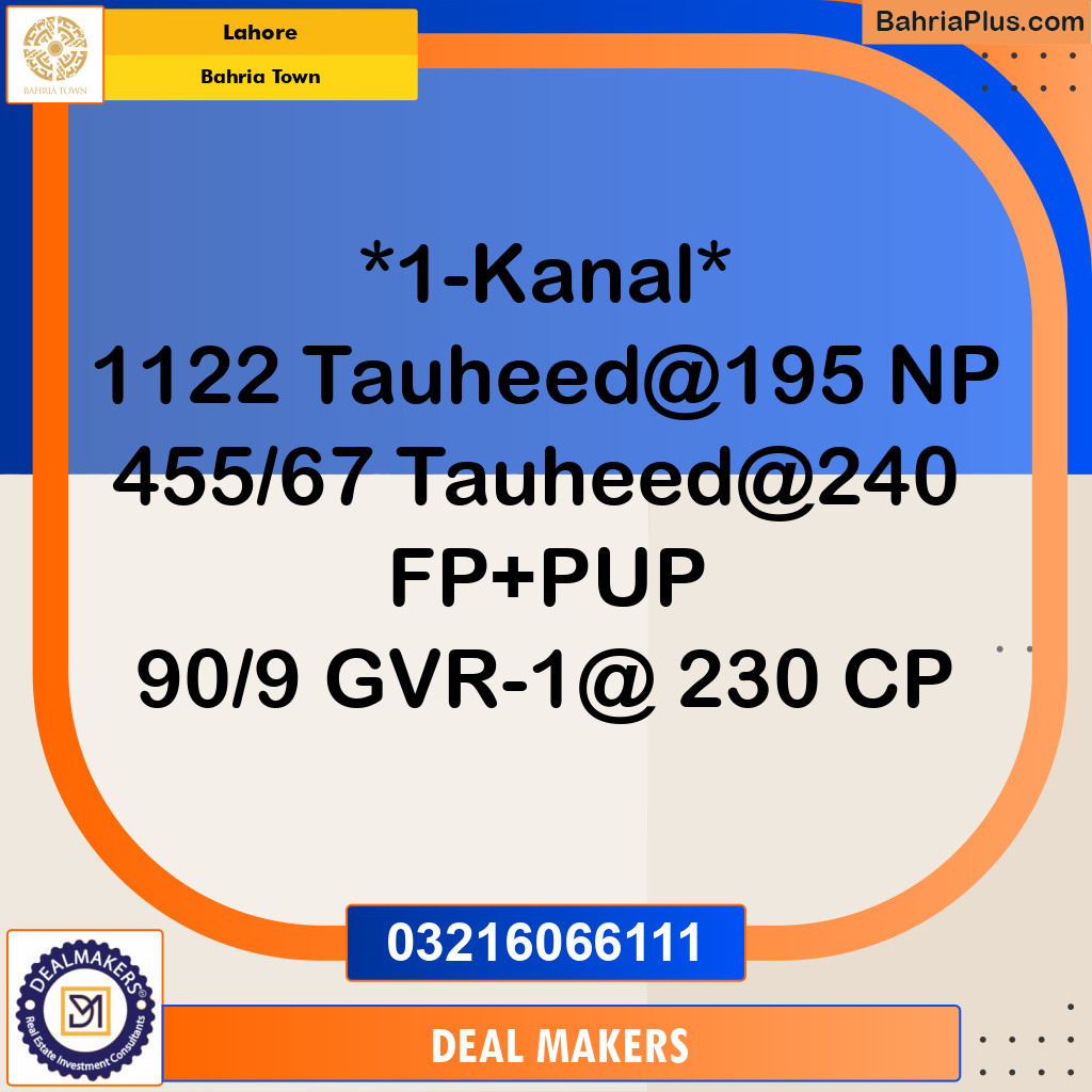 Residential Plot for Sale in Bahria Town, Lahore - (BP-242897)