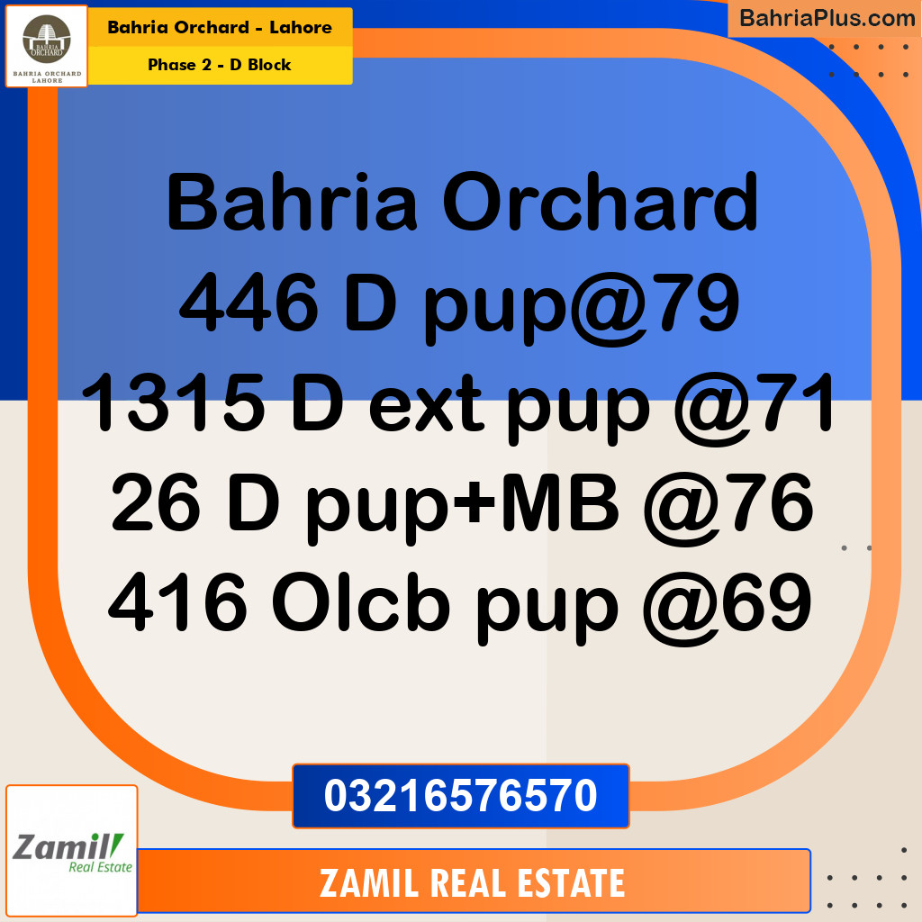 8 Marla Residential Plot for Sale in Phase 2 - D Block -  Bahria Orchard, Lahore - (BP-242947)
