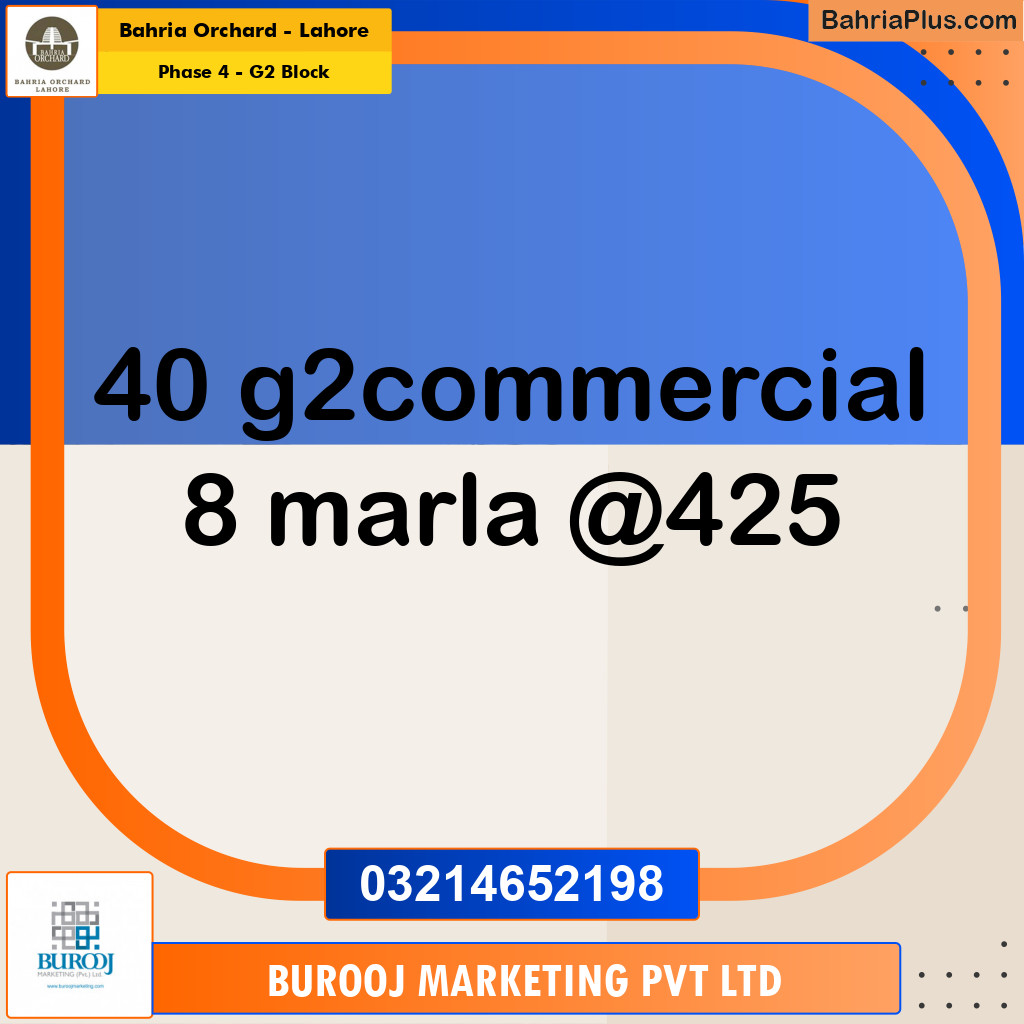 8 Marla Residential Plot for Sale in Phase 4 - G2 Block -  Bahria Orchard, Lahore - (BP-242948)