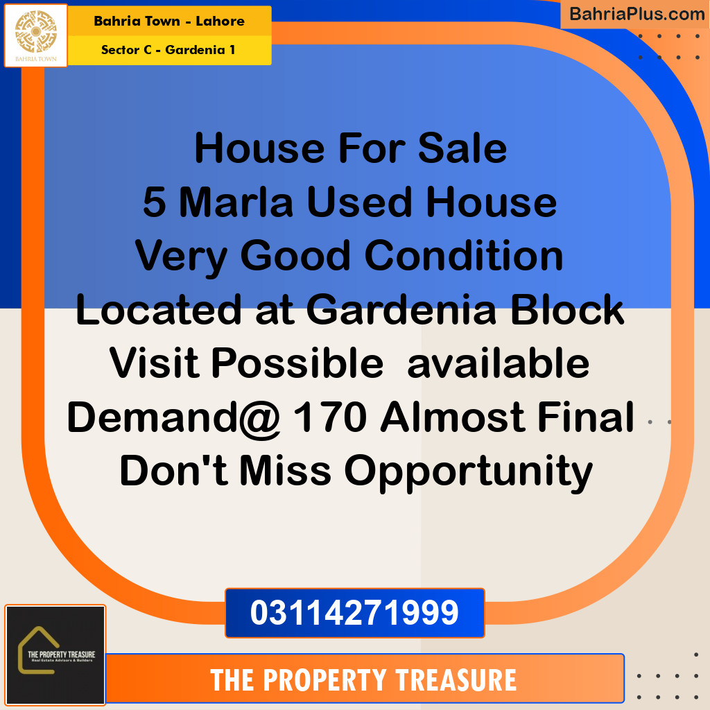 5 Marla Residential House for Sale in Sector C - Gardenia 1 -  Bahria Town, Lahore - (BP-242953)