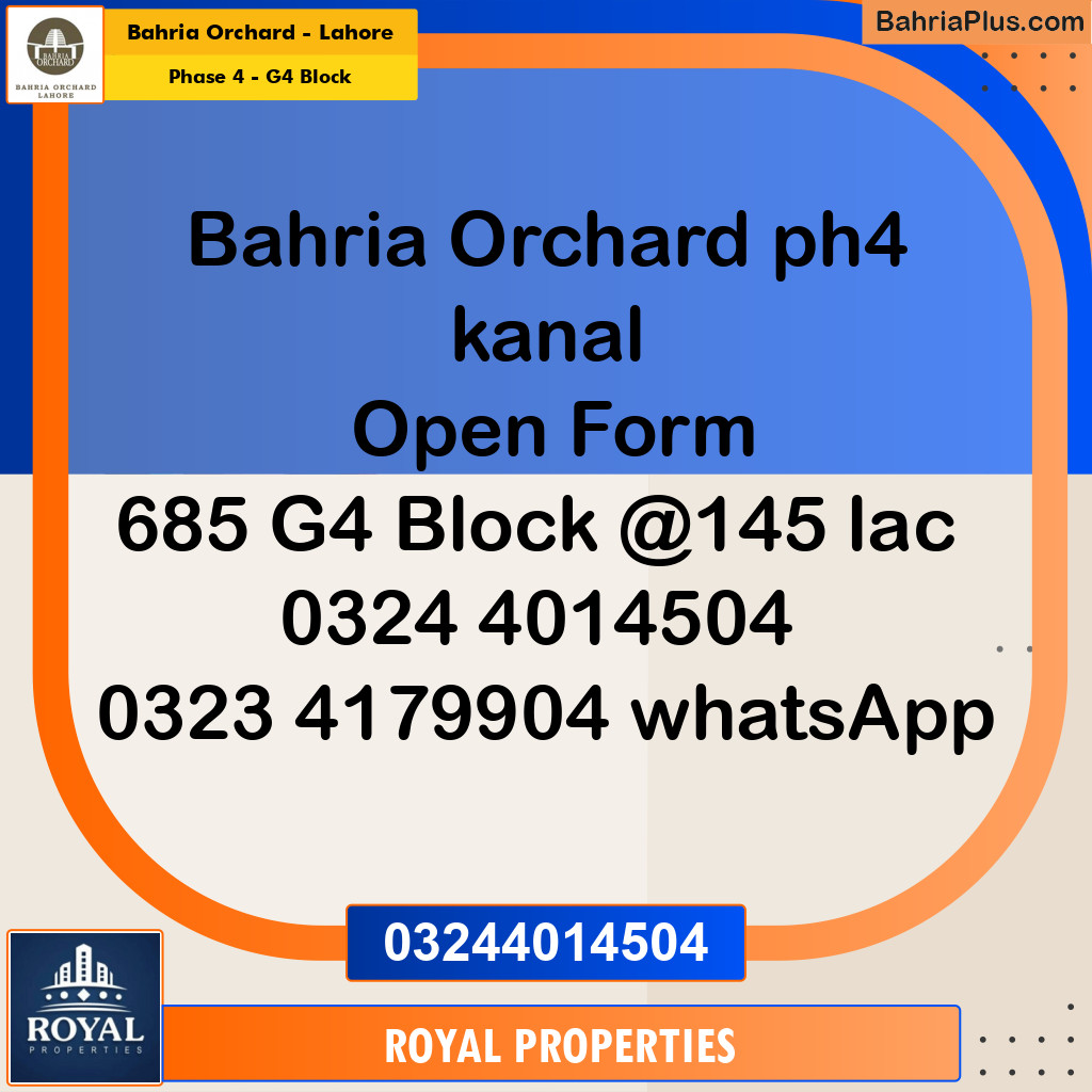 Residential Plot for Sale in Phase 4 - G4 Block -  Bahria Orchard, Lahore - (BP-242986)