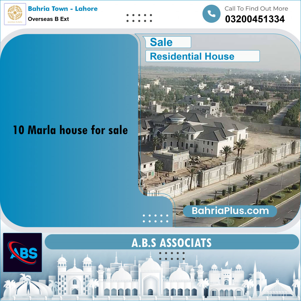 10 Marla Residential House for Sale in Overseas B Ext -  Bahria Town, Lahore - (BP-243043)