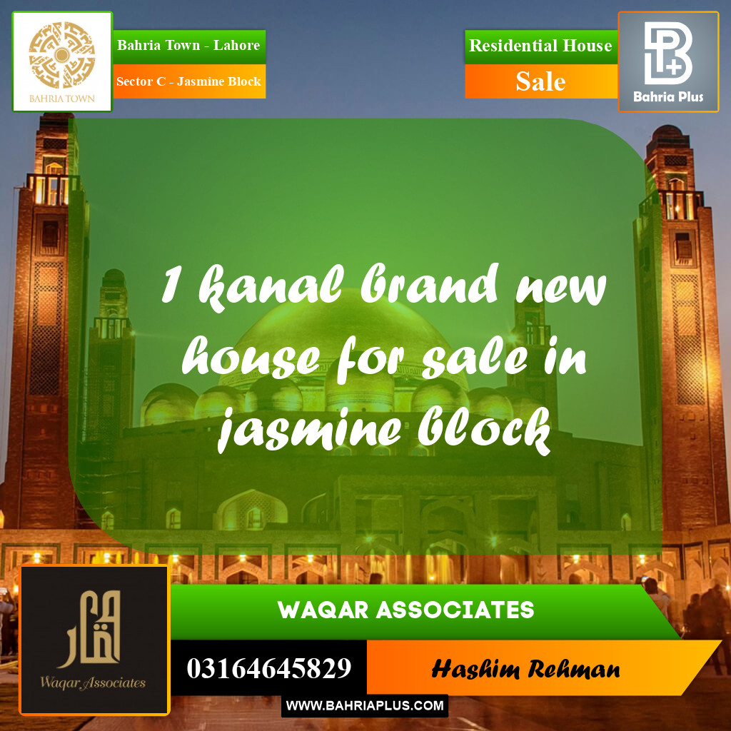 1 Kanal Residential House for Sale in Sector C - Jasmine Block -  Bahria Town, Lahore - (BP-243061)