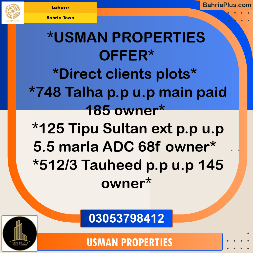Residential Plot for Sale in Bahria Town, Lahore - (BP-243183)
