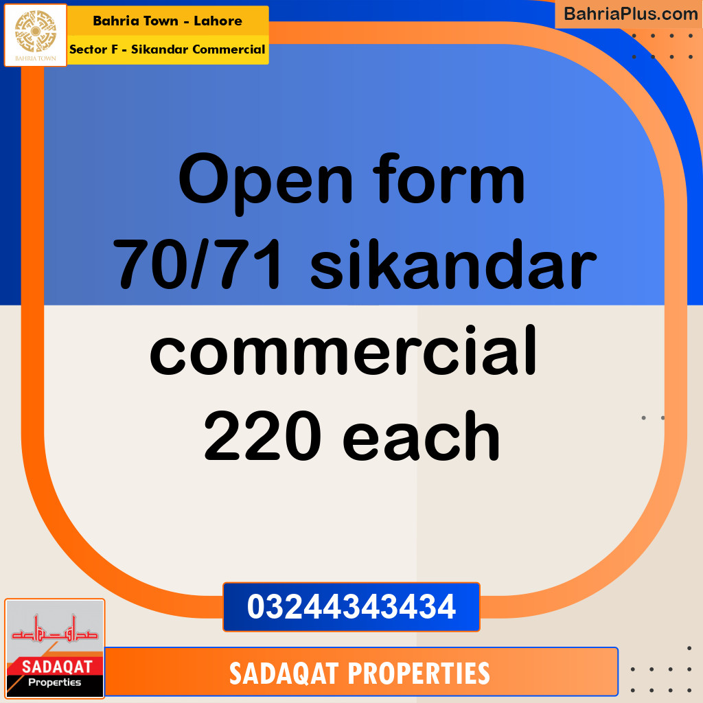 5 Marla Commercial Plot for Sale in Sector F - Sikandar Commercial -  Bahria Town, Lahore - (BP-243194)