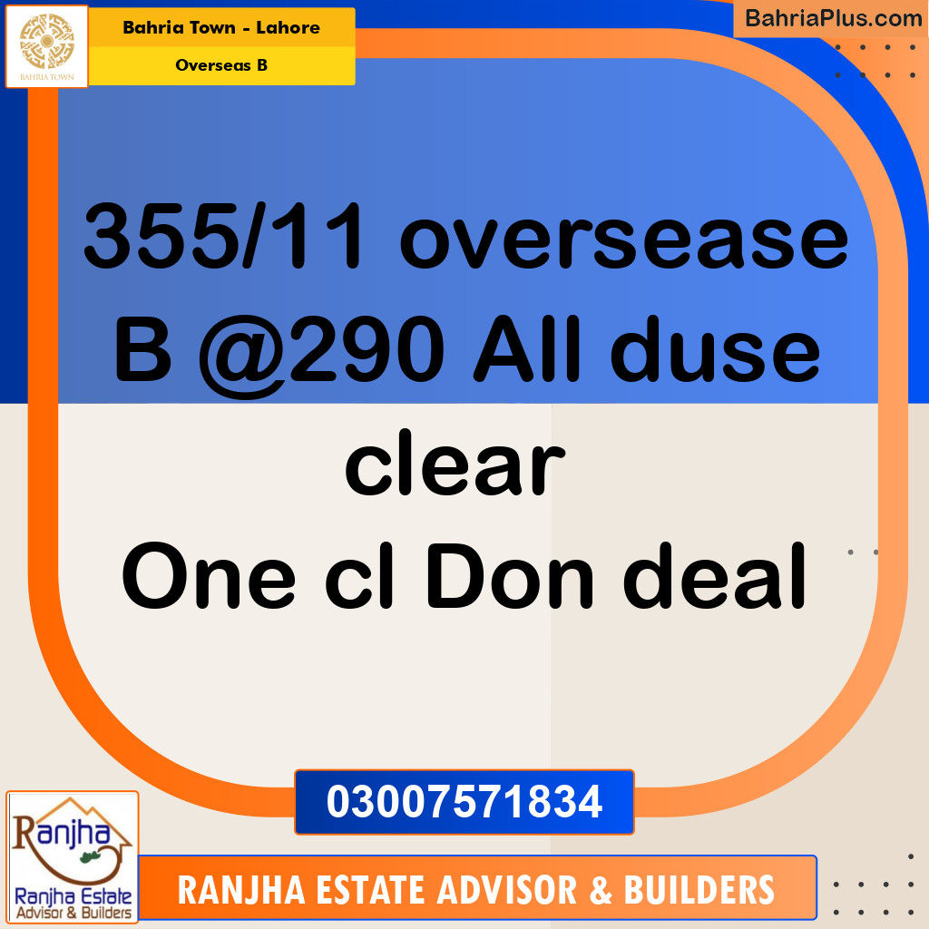 1 Marla Residential Plot for Sale in Overseas B -  Bahria Town, Lahore - (BP-243209)