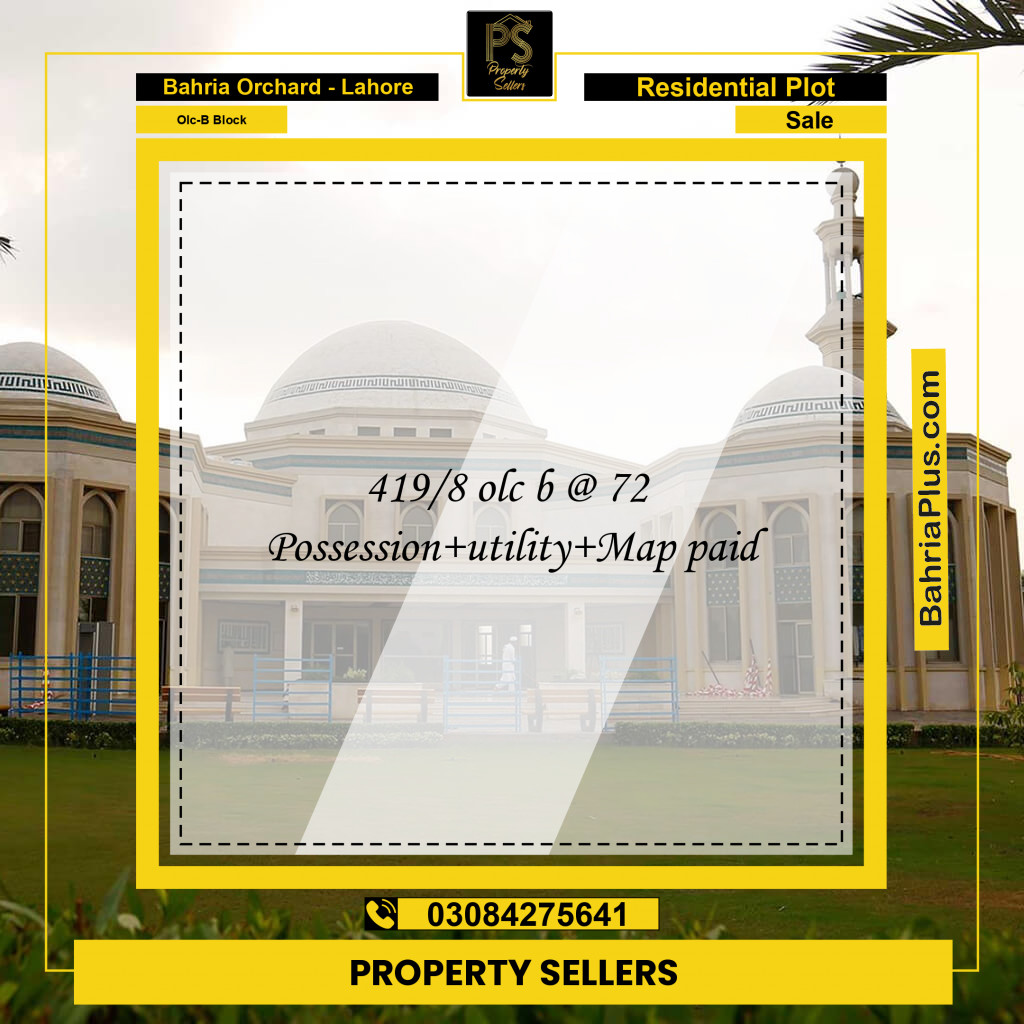 8 Marla Residential Plot for Sale in OLC-B Block -  Bahria Orchard, Lahore - (BP-243294)