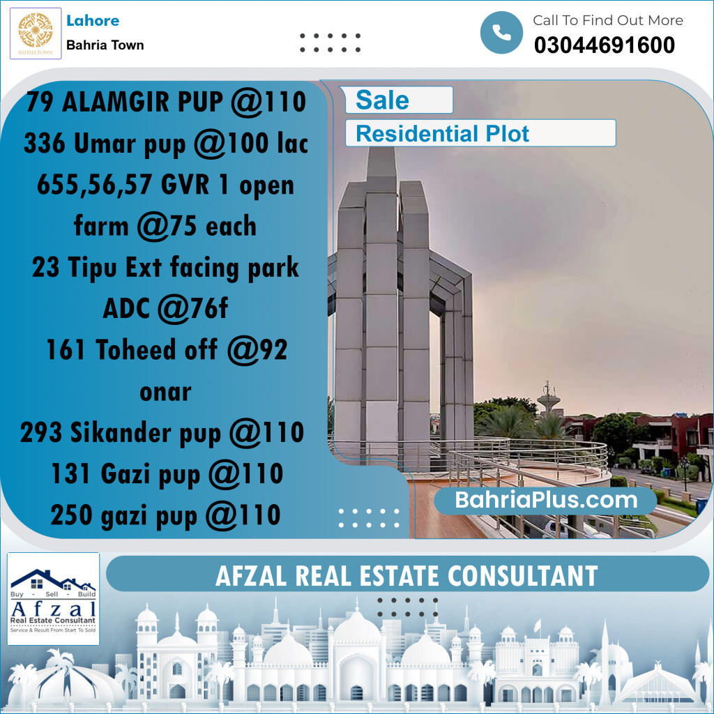 Residential Plot for Sale in Bahria Town, Lahore - (BP-243299)