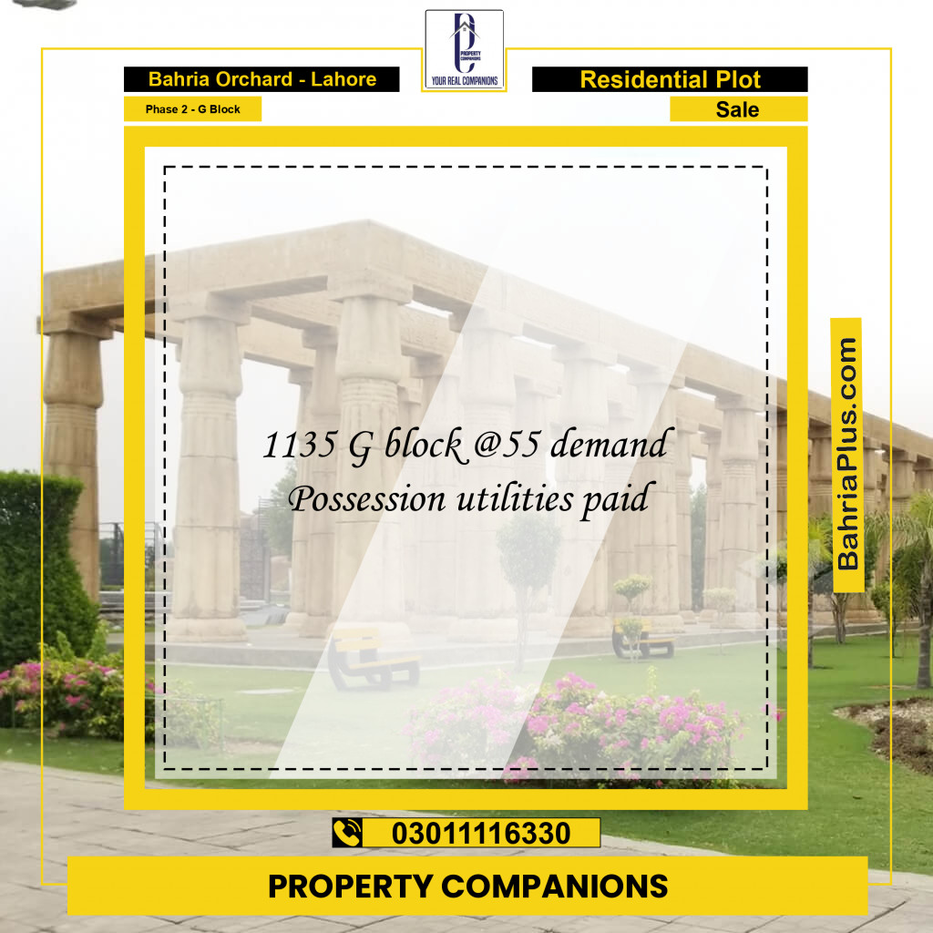 5 Marla Residential Plot for Sale in Phase 2 - G Block -  Bahria Orchard, Lahore - (BP-243302)