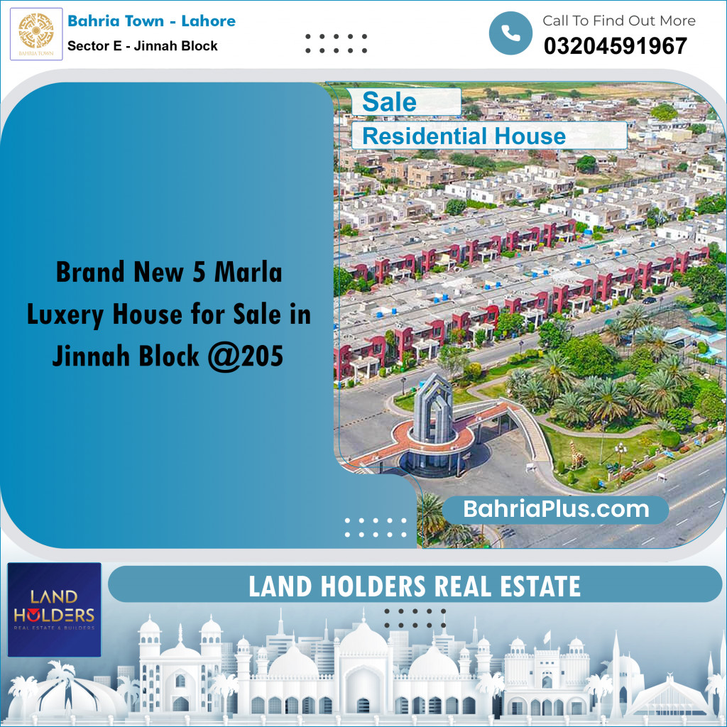 5 Marla Residential House for Sale in Sector E - Jinnah Block -  Bahria Town, Lahore - (BP-243345)