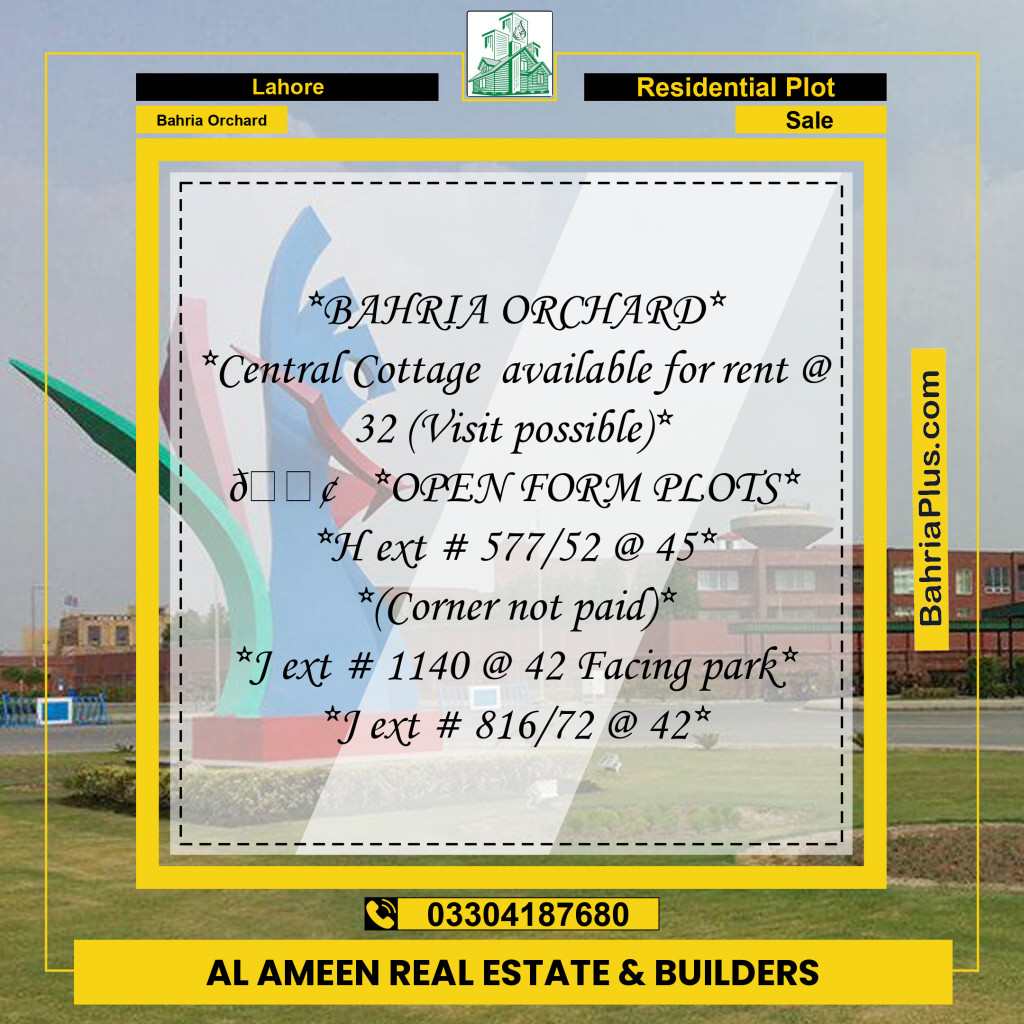 Residential Plot for Sale in Bahria Orchard, Lahore - (BP-243399)