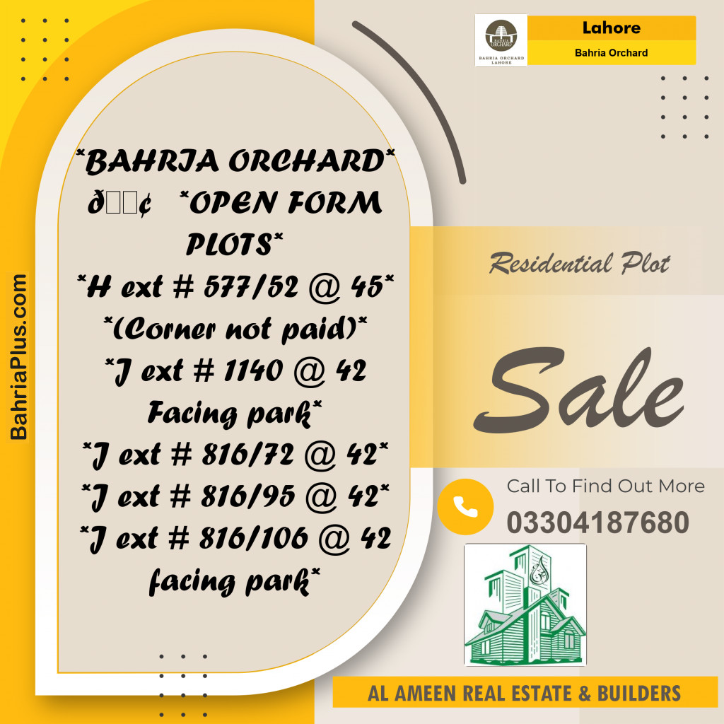 Residential Plot for Sale in Bahria Orchard, Lahore - (BP-243402)