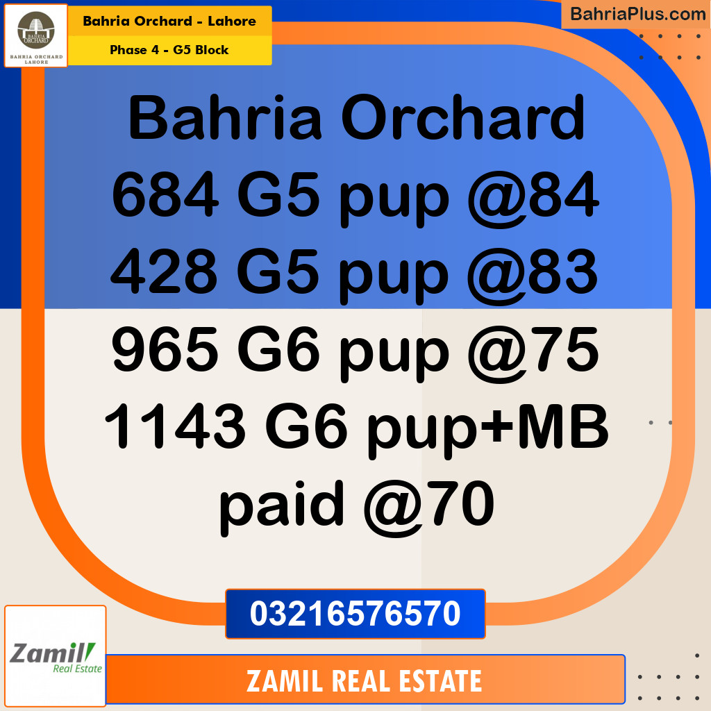 10 Marla Residential Plot for Sale in Phase 4 - G5 Block -  Bahria Orchard, Lahore - (BP-243405)