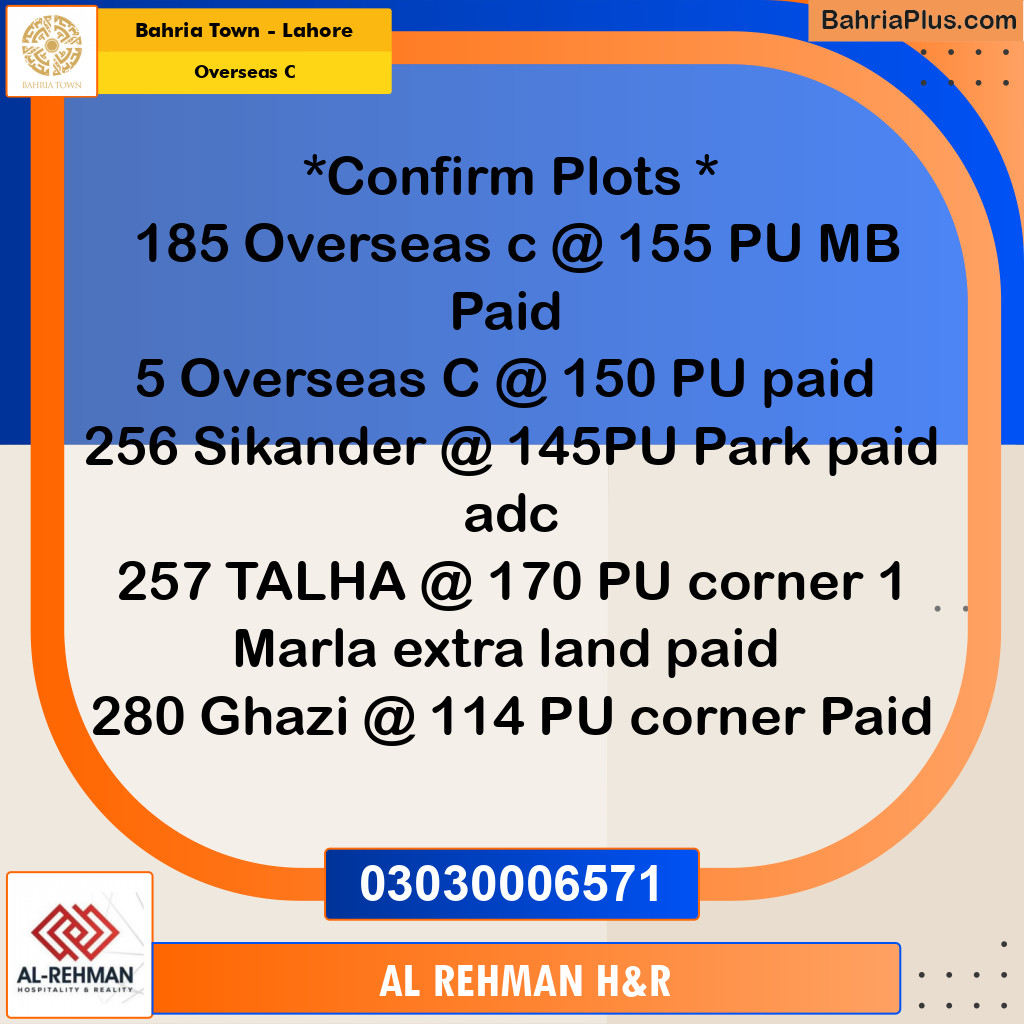10 Marla Residential Plot for Sale in Overseas C -  Bahria Town, Lahore - (BP-243421)