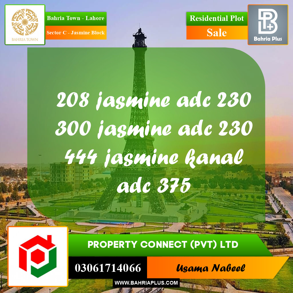 Residential Plot for Sale in Sector C - Jasmine Block -  Bahria Town, Lahore - (BP-243424)