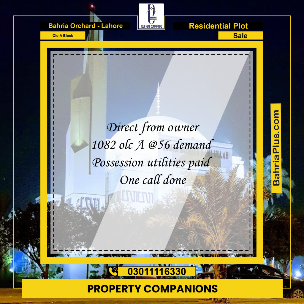 5 Marla Residential Plot for Sale in OLC-A Block -  Bahria Orchard, Lahore - (BP-243437)