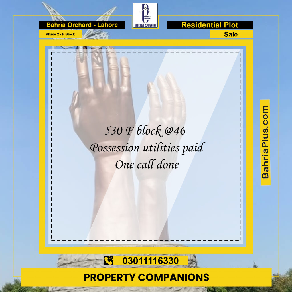 5 Marla Residential Plot for Sale in Phase 2 - F Block -  Bahria Orchard, Lahore - (BP-243439)