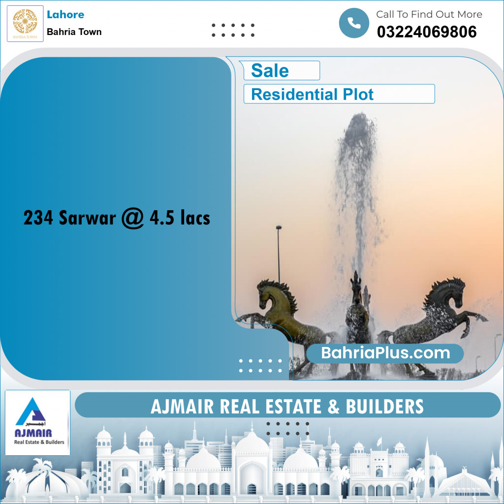 Residential Plot for Sale in Bahria Town, Lahore - (BP-243480)