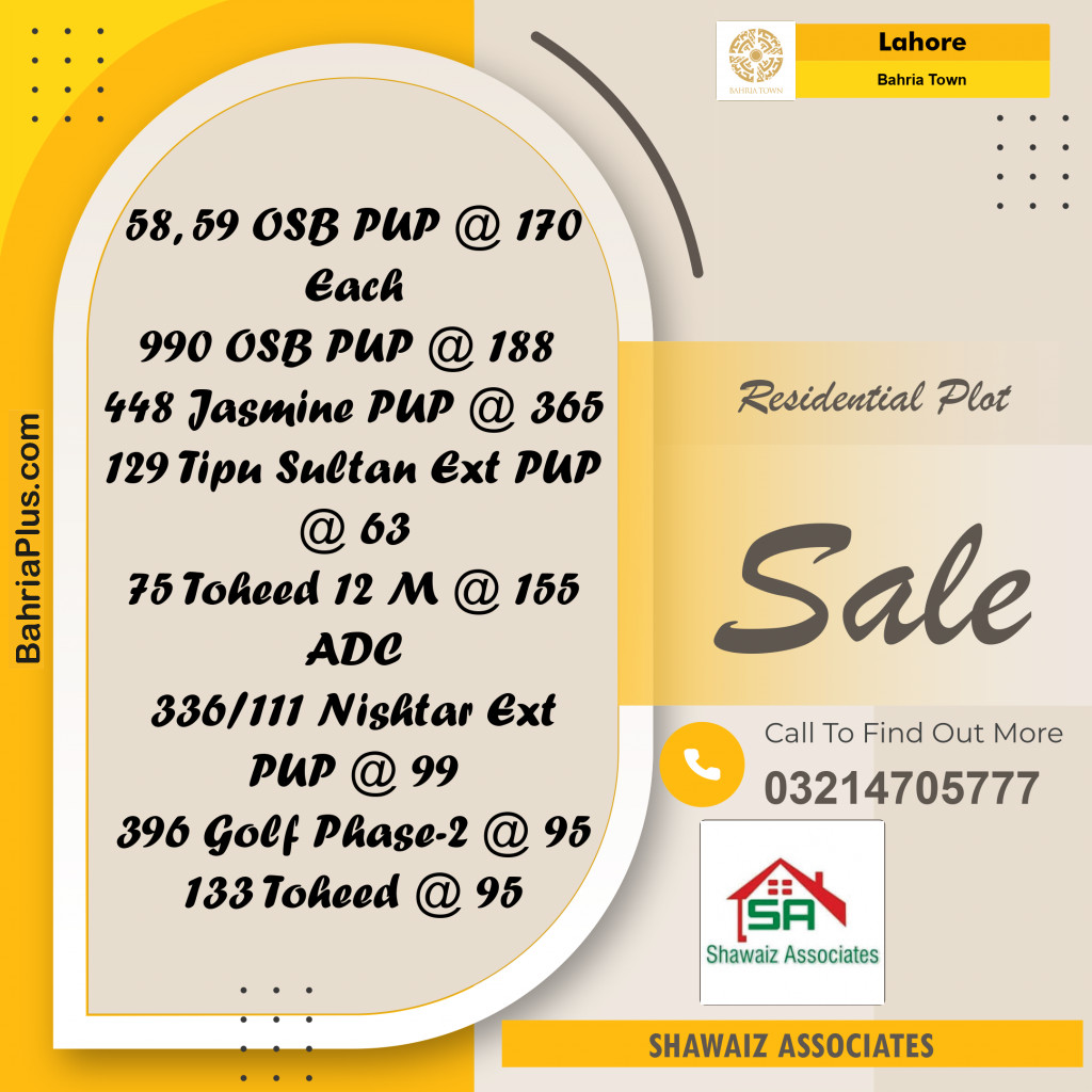 Residential Plot for Sale in Bahria Town, Lahore - (BP-243485)