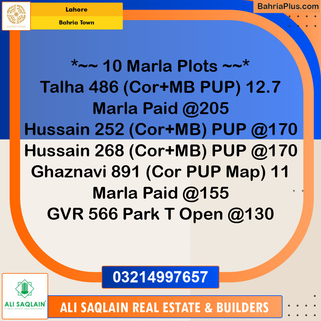Residential Plot for Sale in Bahria Town, Lahore - (BP-243489)