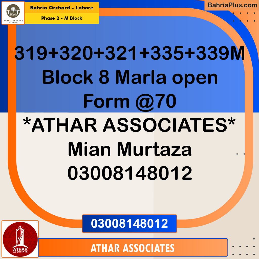 8 Marla Residential Plot for Sale in Phase 2 - M Block -  Bahria Orchard, Lahore - (BP-243508)