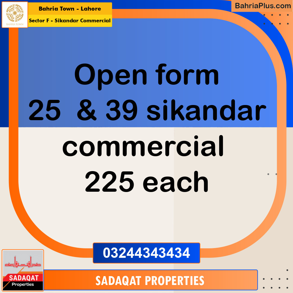 5 Marla Commercial Plot for Sale in Sector F - Sikandar Commercial -  Bahria Town, Lahore - (BP-243531)