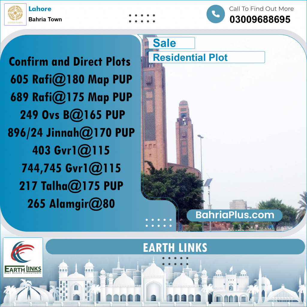 Residential Plot for Sale in Bahria Town, Lahore - (BP-243618)
