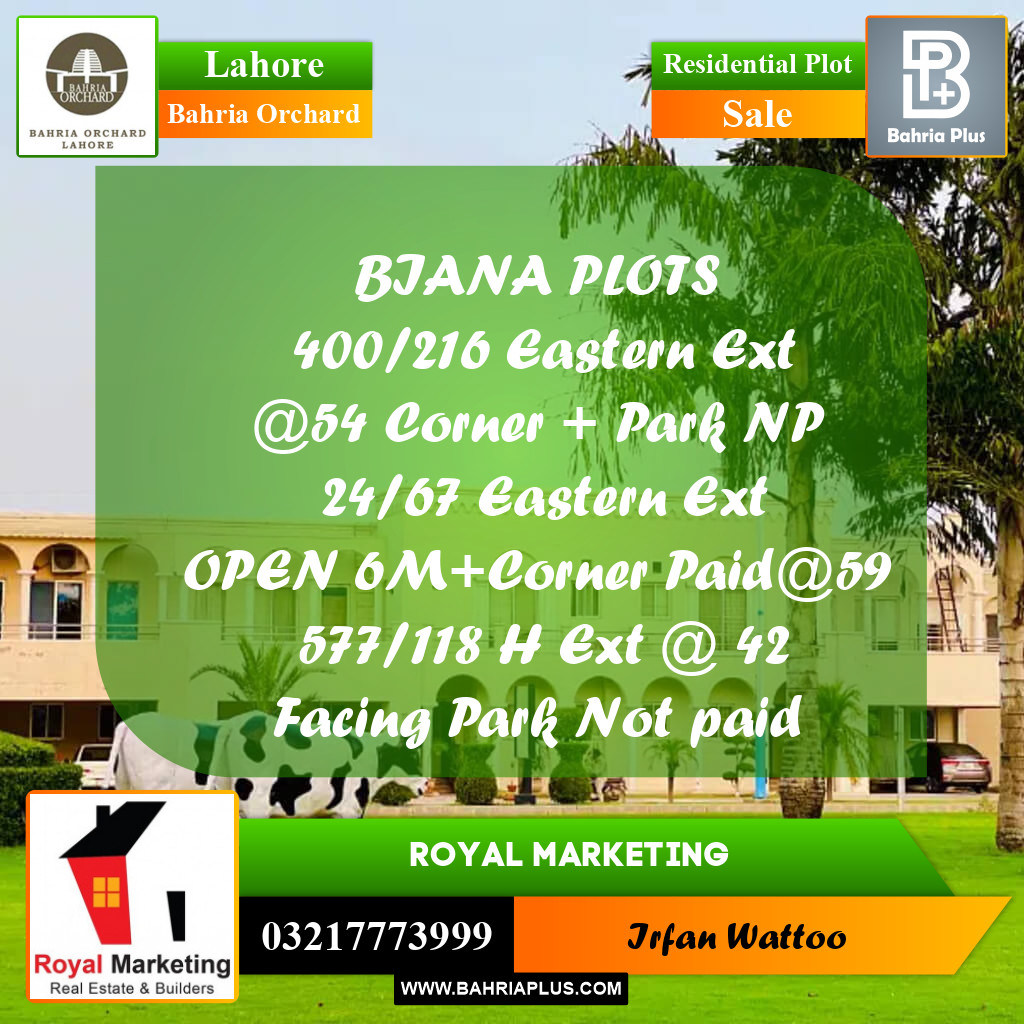 Residential Plot for Sale in Bahria Orchard, Lahore - (BP-243624)
