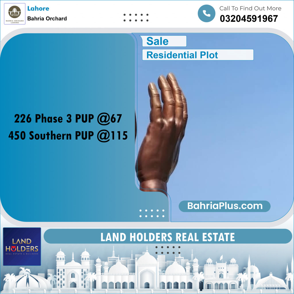 Residential Plot for Sale in Bahria Orchard, Lahore - (BP-243638)