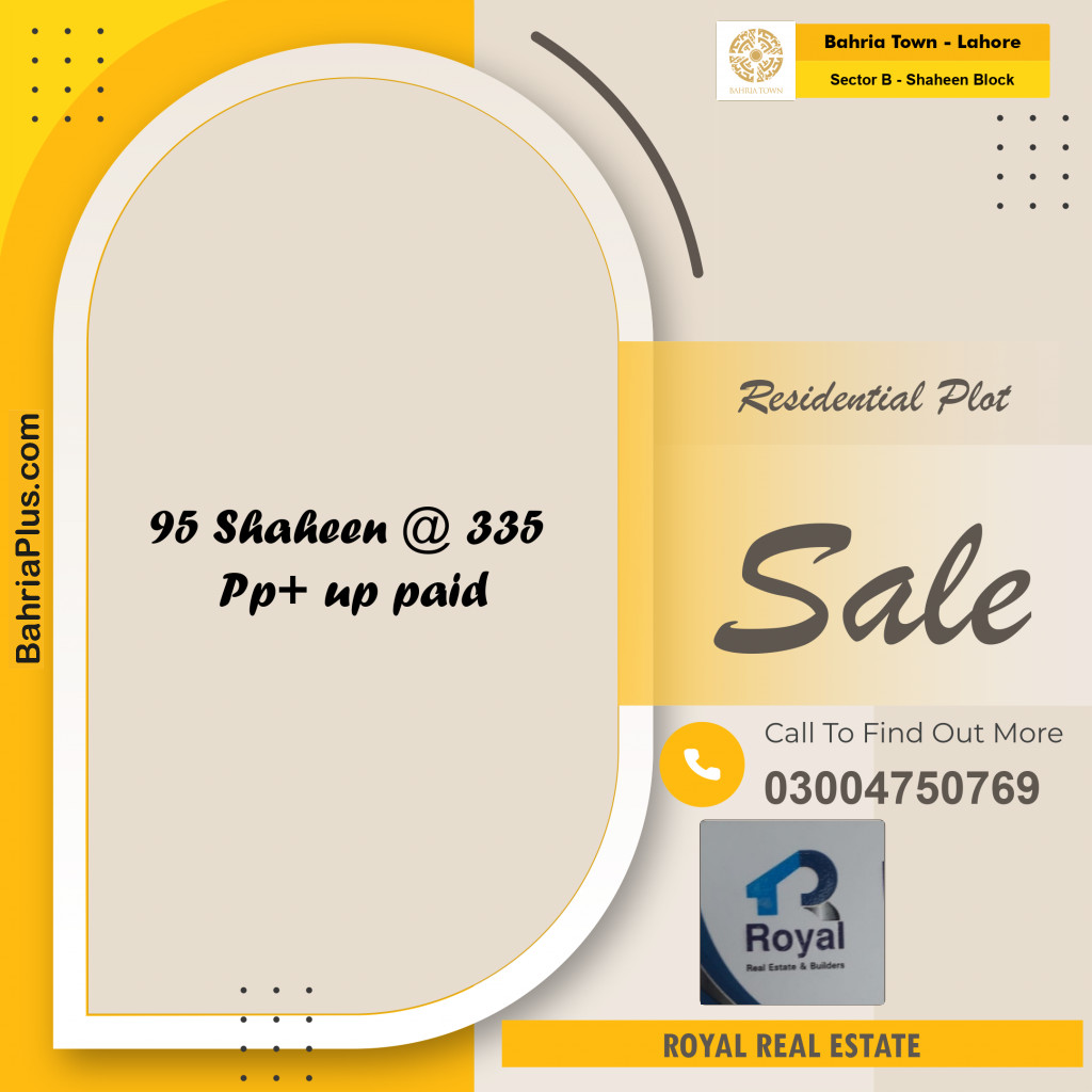 1 Kanal Residential Plot for Sale in Sector B - Shaheen Block -  Bahria Town, Lahore - (BP-243651)