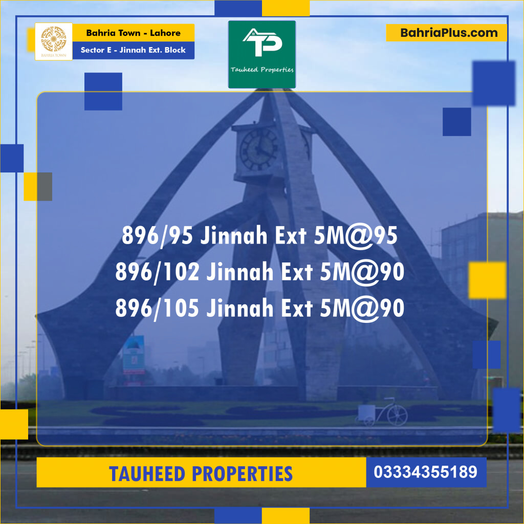 5 Marla Residential Plot for Sale in Sector E - Jinnah Ext. Block -  Bahria Town, Lahore - (BP-243682)