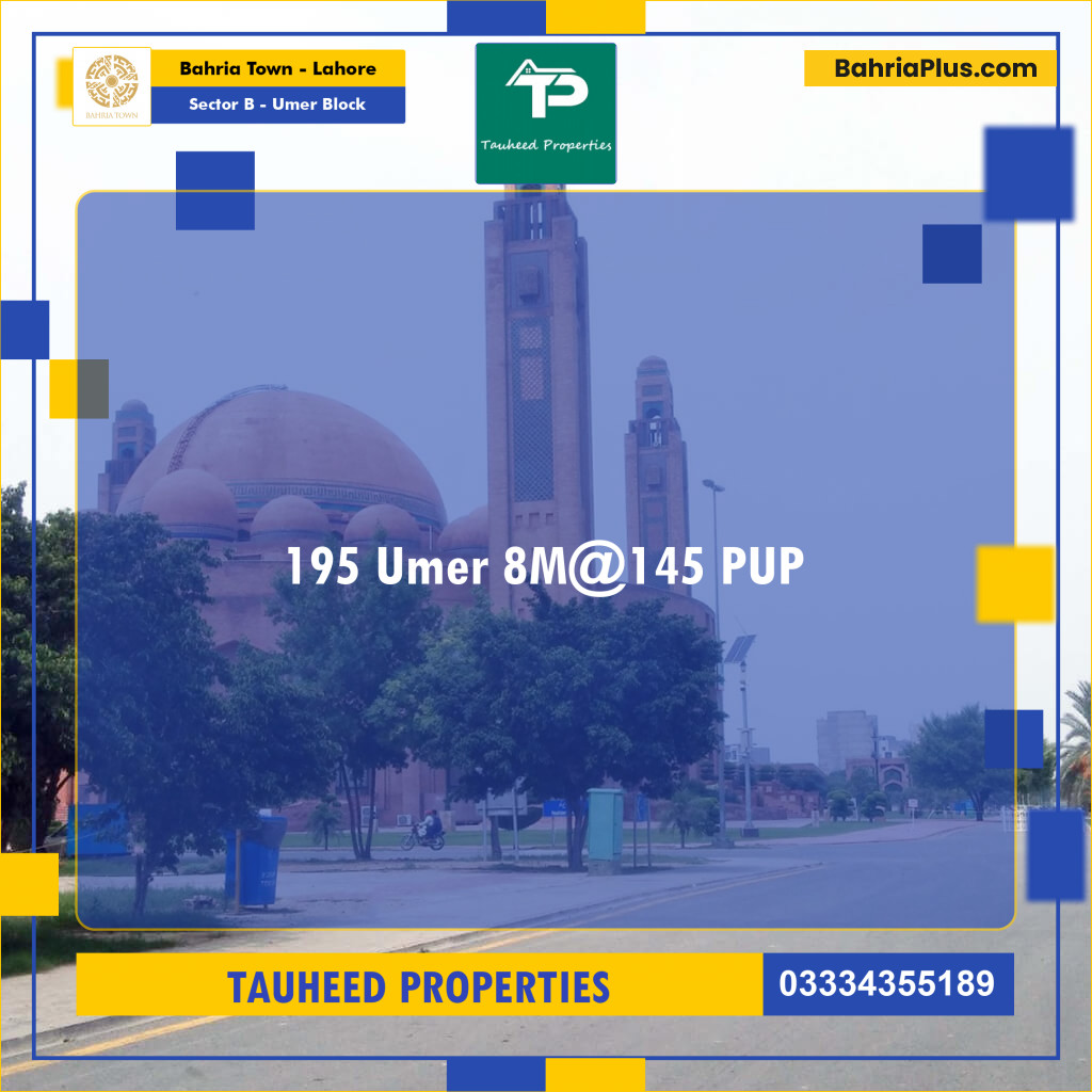 8 Marla Residential Plot for Sale in Sector B - Umer Block -  Bahria Town, Lahore - (BP-243684)