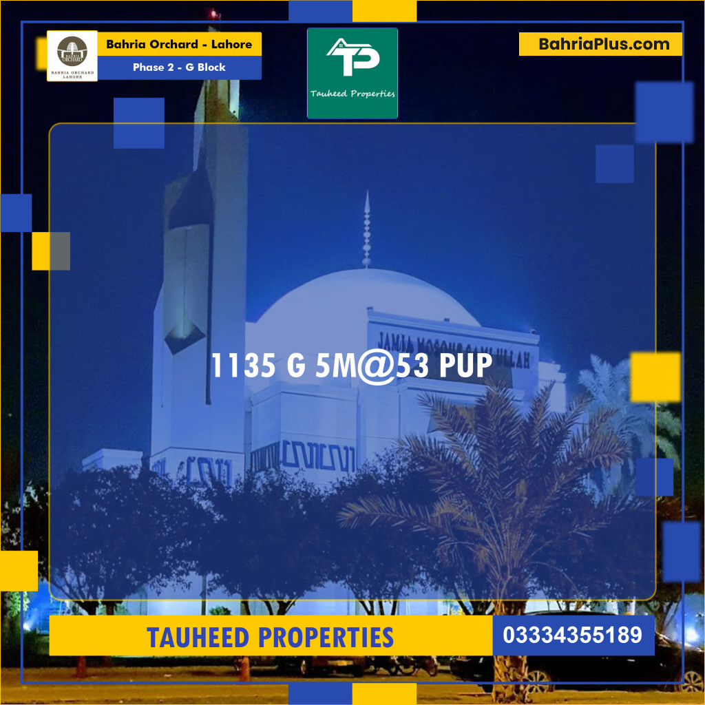 5 Marla Residential Plot for Sale in Phase 2 - G Block -  Bahria Orchard, Lahore - (BP-243694)