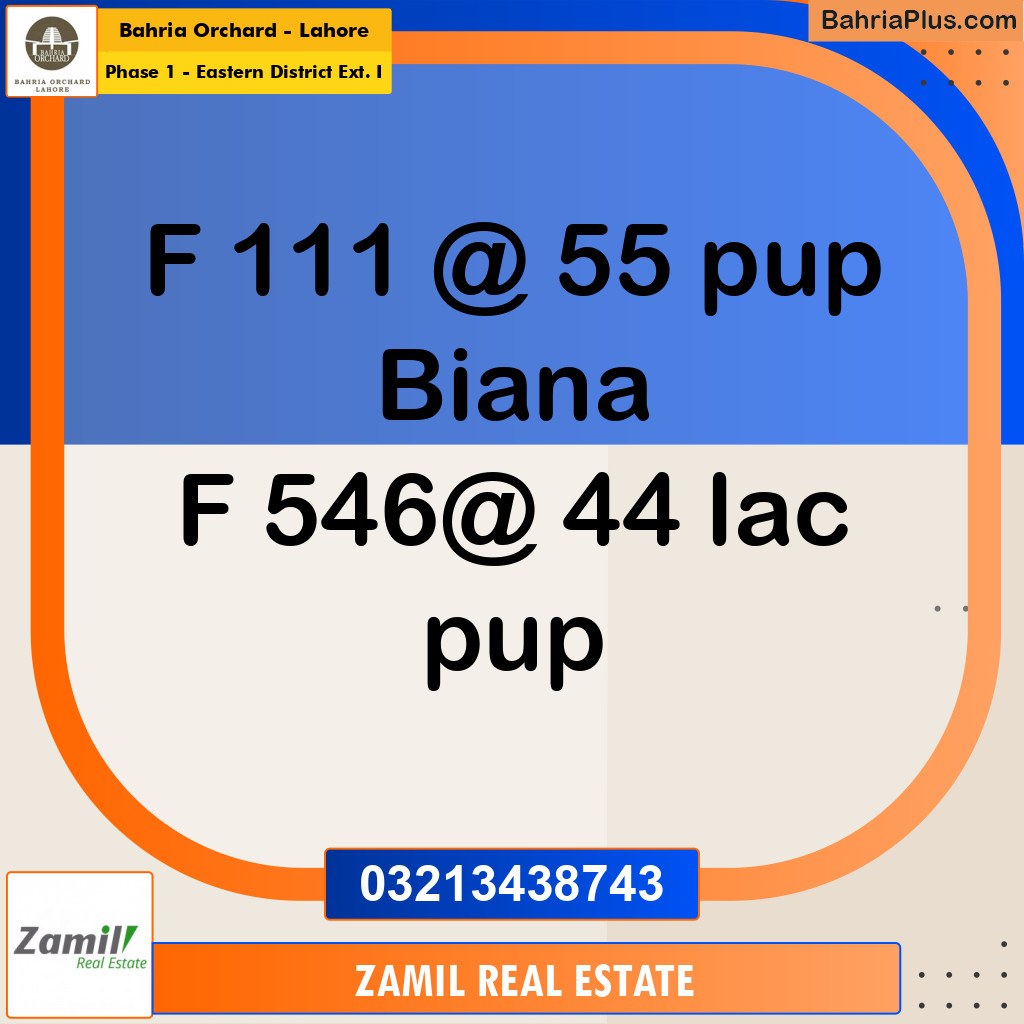 5 Marla Residential Plot for Sale in Phase 1 - Eastern District Ext. I -  Bahria Orchard, Lahore - (BP-243733)