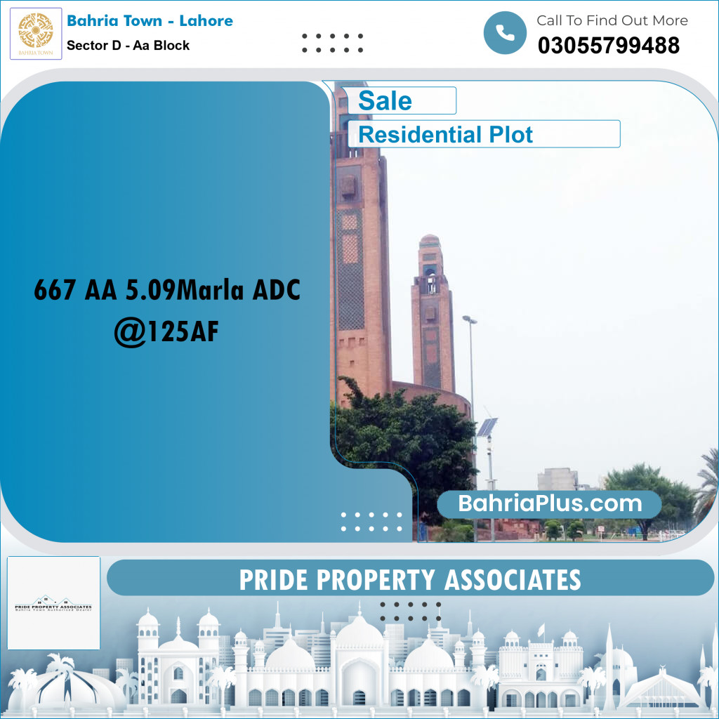 5 Marla Residential Plot for Sale in Sector D - AA Block -  Bahria Town, Lahore - (BP-243735)