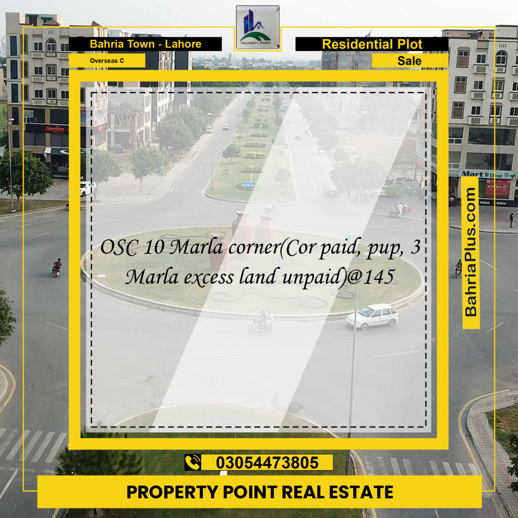 13 Marla Residential Plot for Sale in Overseas C -  Bahria Town, Lahore - (BP-243802)