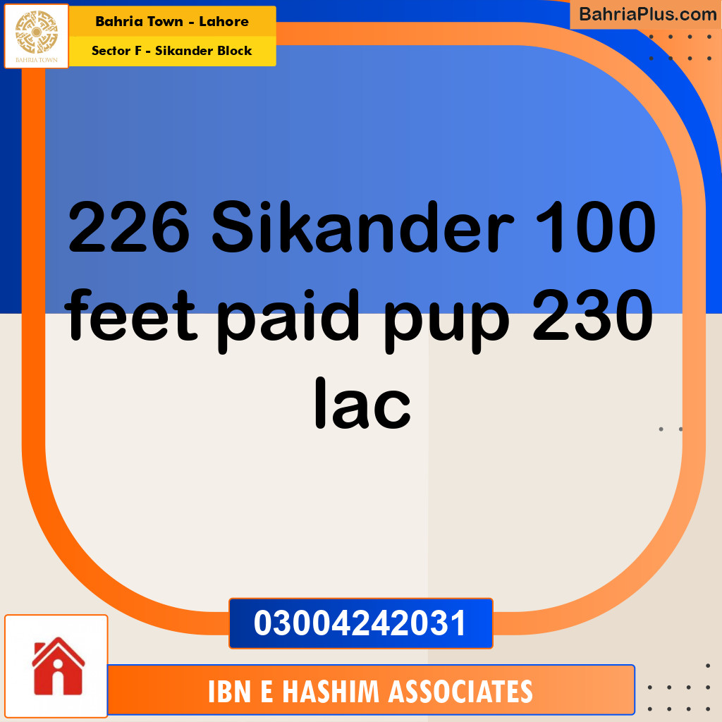 1 Kanal Residential Plot for Sale in Sector F - Sikander Block -  Bahria Town, Lahore - (BP-243817)