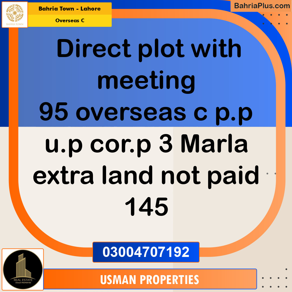 13 Marla Residential Plot for Sale in Overseas C -  Bahria Town, Lahore - (BP-243837)