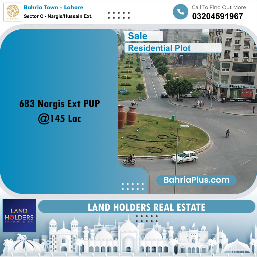 10 Marla Residential Plot for Sale in Sector C - Nargis/Hussain Ext. -  Bahria Town, Lahore - (BP-243883)