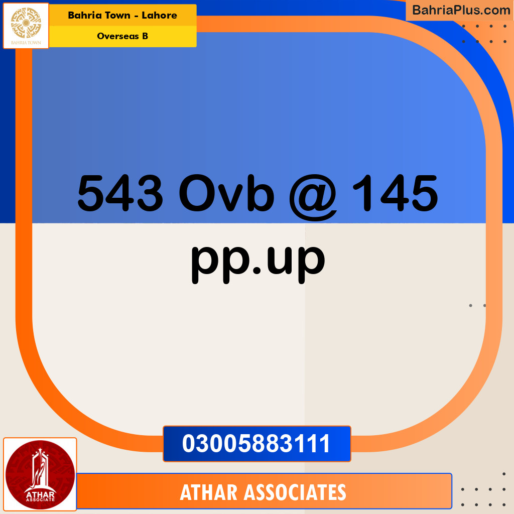 10 Marla Residential Plot for Sale in Overseas B -  Bahria Town, Lahore - (BP-243926)