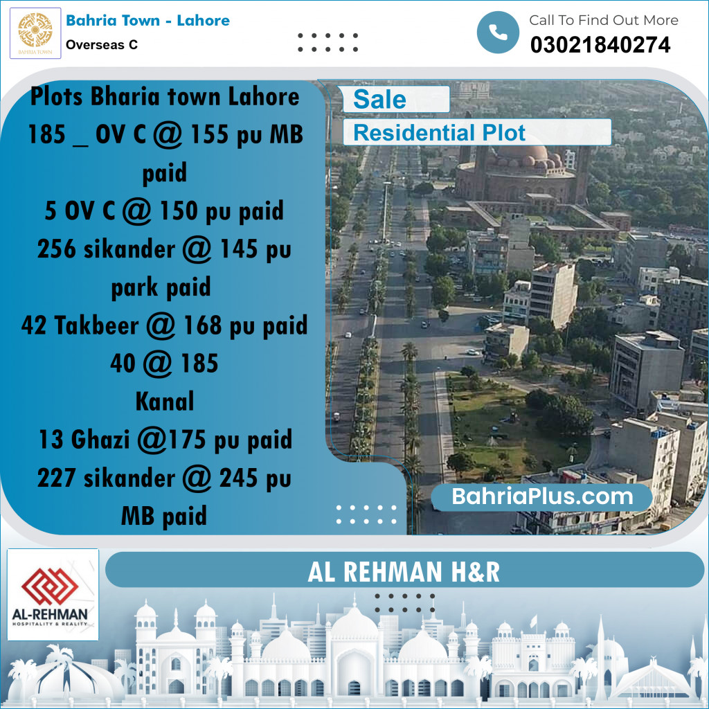5 Marla Residential Plot for Sale in Overseas C -  Bahria Town, Lahore - (BP-243937)